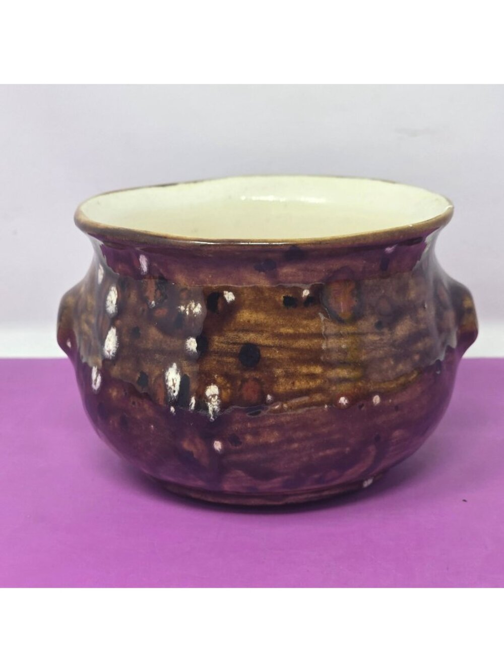 Vintage Angel Gifts by Pattee Handcrafted USA Pottery Bowl Brown Drip Glaze